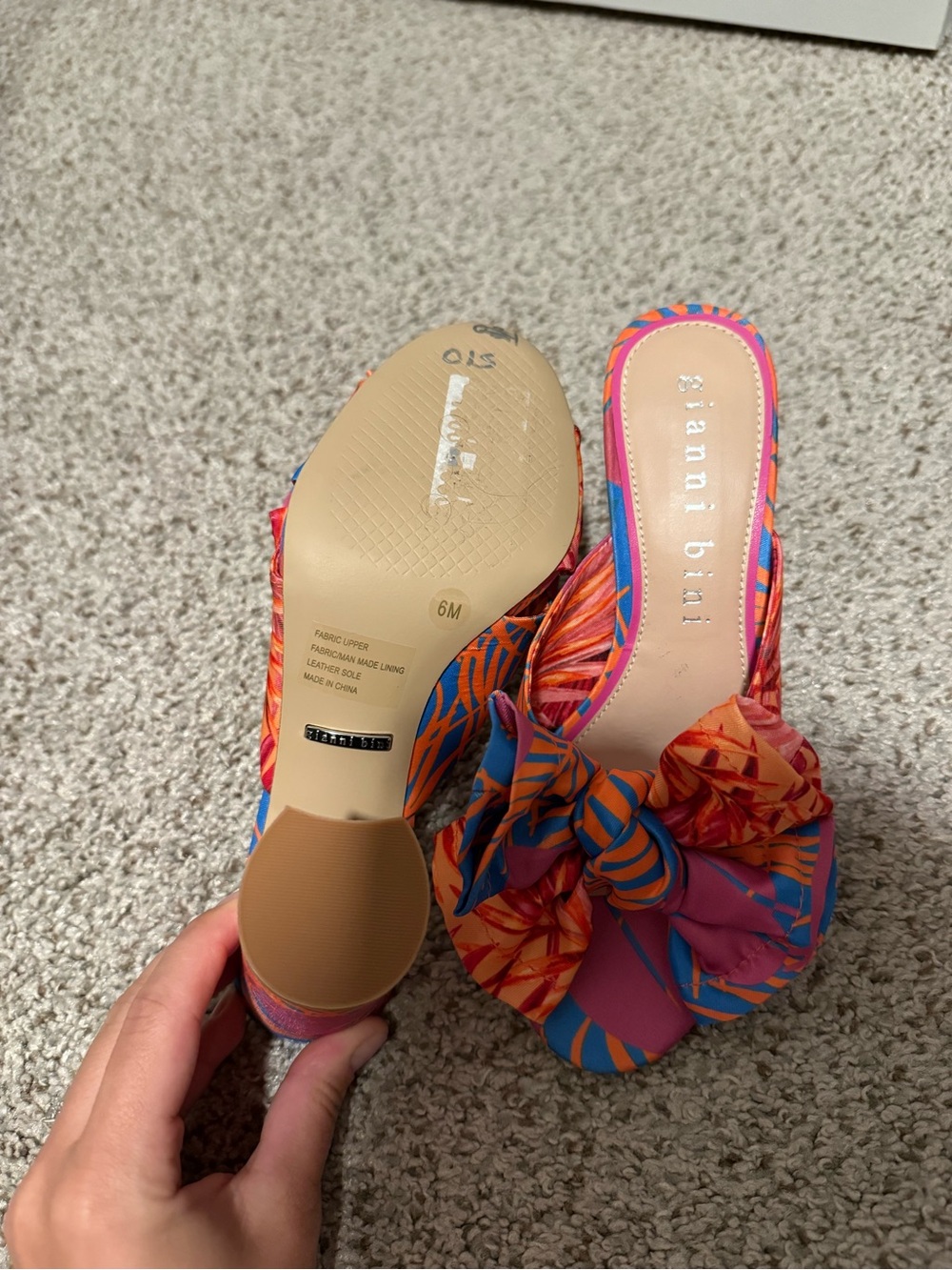 Gianni Bini Pink and Orange Knotted Slide Mules size 6 M